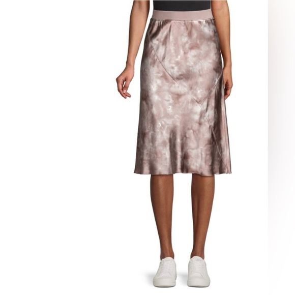 ATM Anthony Thomas Melillo Silk Tie Dye Gray/Cream/Purple A-Line Skirt Small EUC - Picture 1 of 10